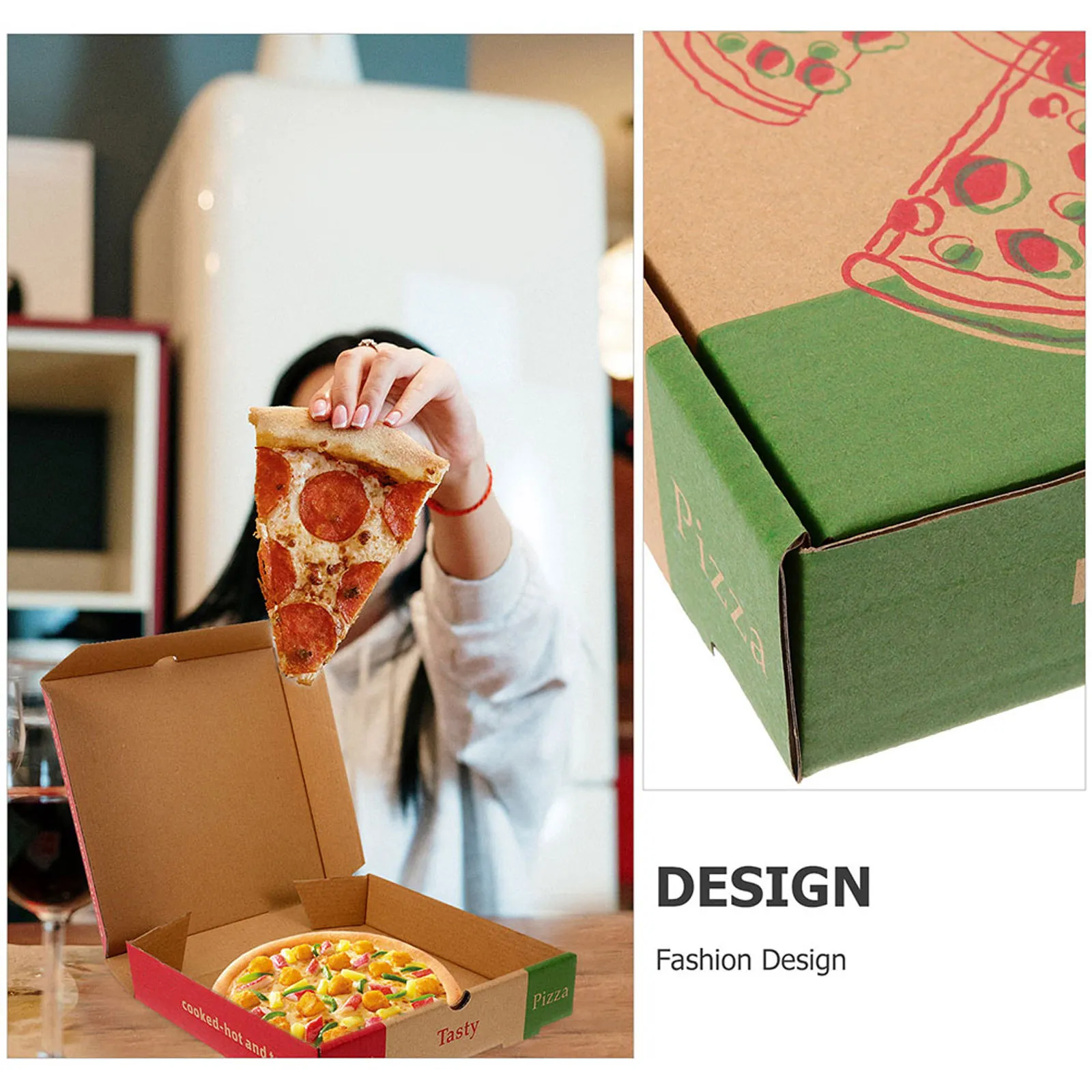 10Pcs Pizza Box Paper Material 8In Small Size Food Grade Pizza Wrapping Case Takeaway Storage Container for Restaurant Party
