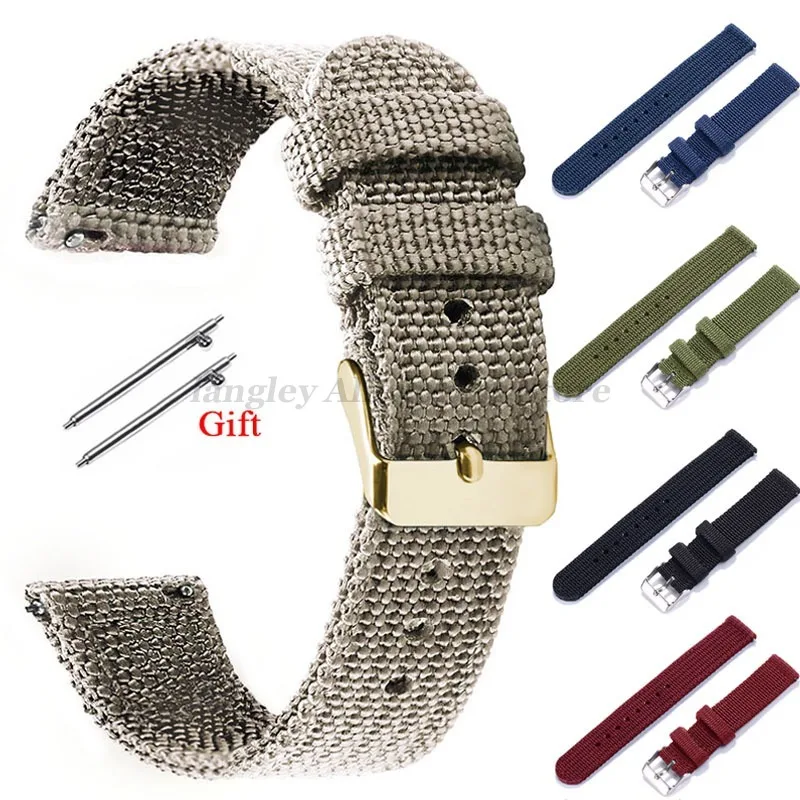 18mm 20mm 22mm 24mm Nylon Canvas Watchband for Huawei Watch Gt2/Gt3/Gt4 46mm Universal Bracelet MenSport Quick Release Wristband