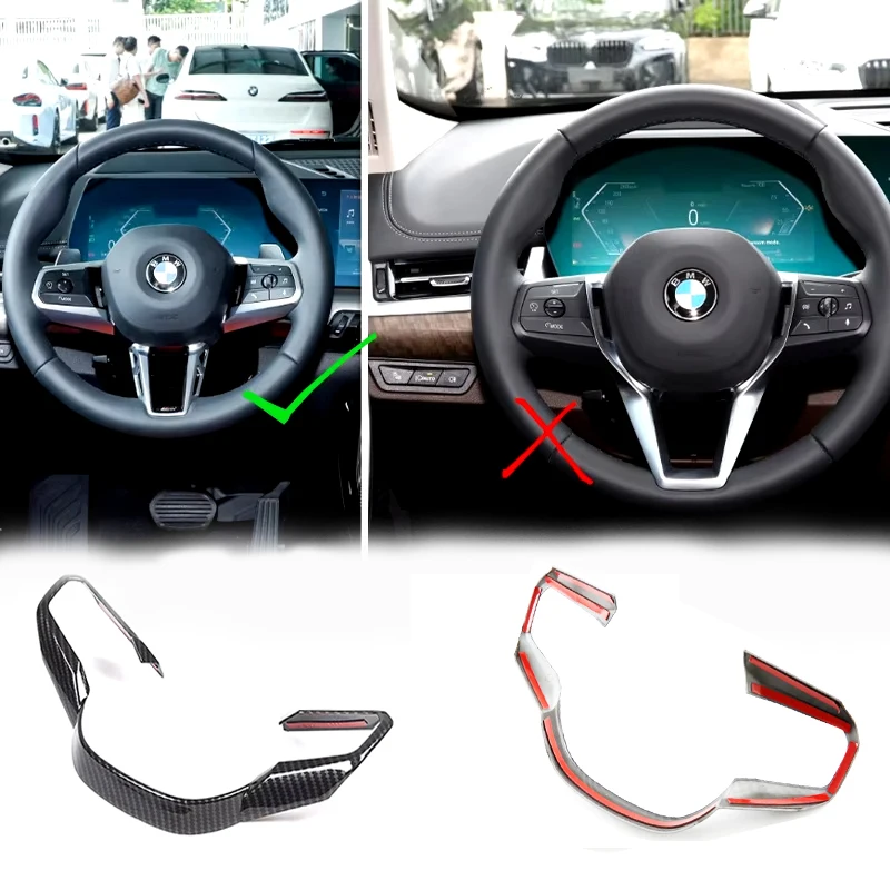 For BMW X1 M35i U11 M Sport 2023 2024 2025 Carbon Fiber Steering Wheel Switch Cover Frame Trims Accessories