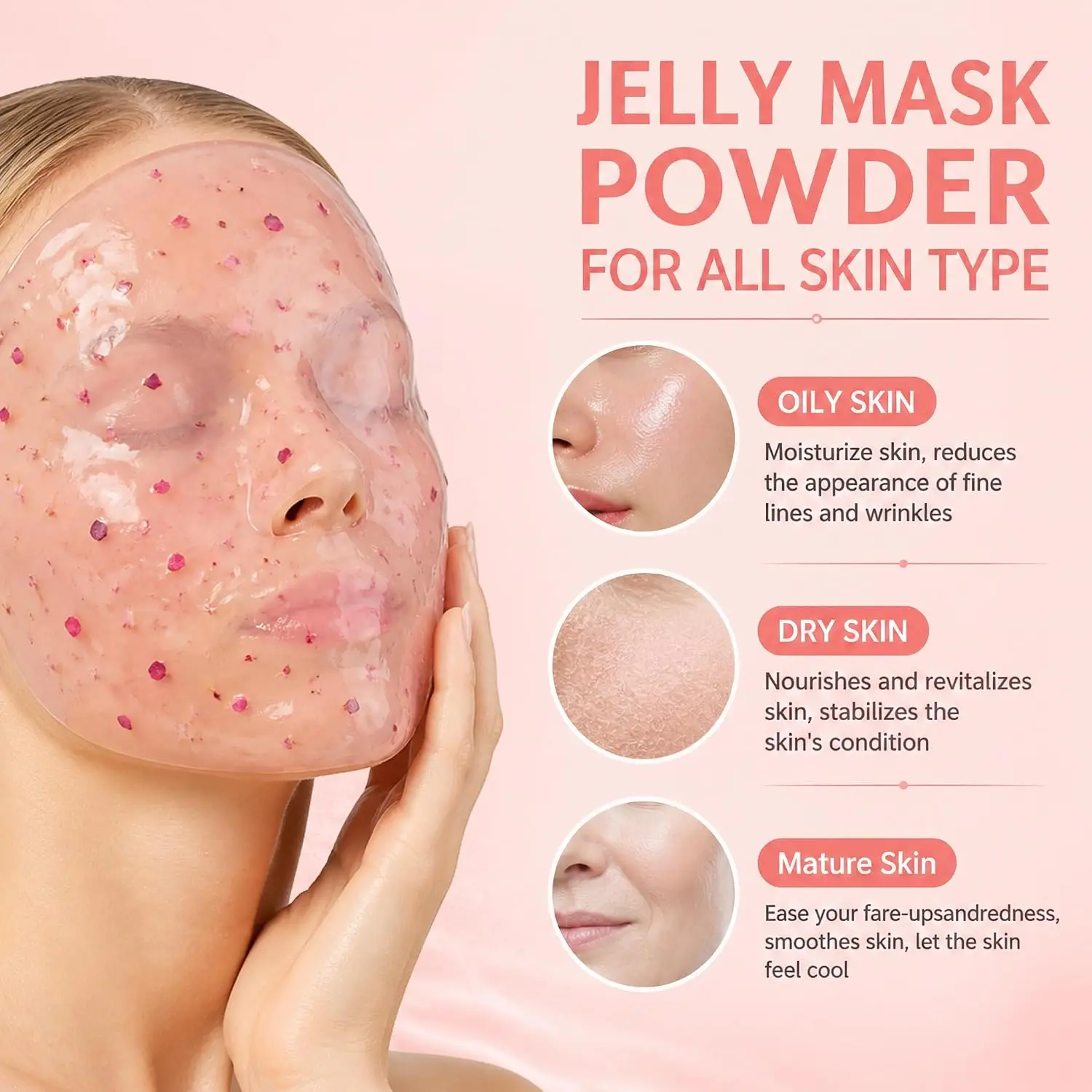 Salmon PDRN Hyaluronic Acid Collagen Jelly Mask Powder 23 Fl Oz Hydrating Firming Anti-Aging DIY Peel-Off Gel Face Mask for All Skin Types Professional Spa Treatment at Home