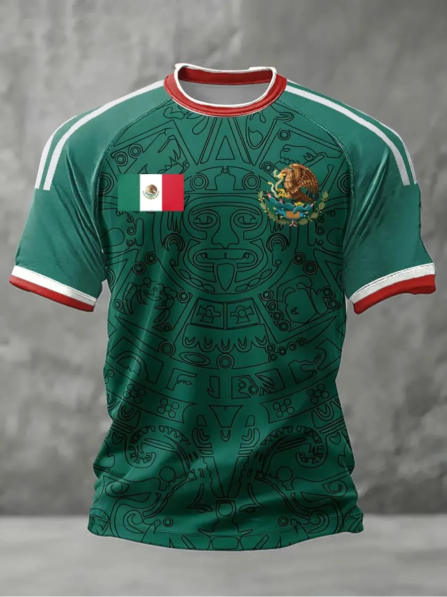 Maillot de football Mexique 2026 pour homme, imprimé 3D, séchage rapide, manches courtes, T-shirt décontracté pour entraînement sportif et supporter