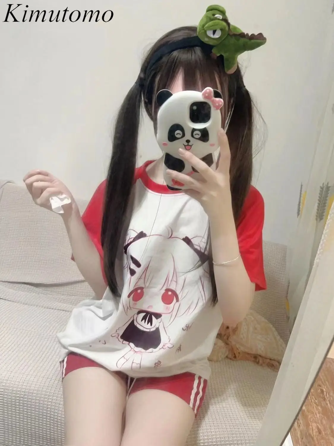

Kimutomo 2025 Japanese Subculture Shoulder Length Short Sleeved T-shirt Women Summer Cute Soft Girl Loose Half Sleeved Top