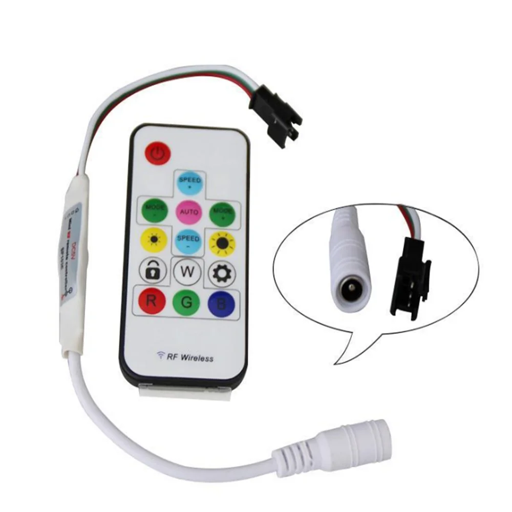 SP103E DC5V/12v WS2801 WS2812B DC12V 2811 Mini Digital RGB LED Strip Controller 14Key RF Wireless Remote 2048Pixels LED