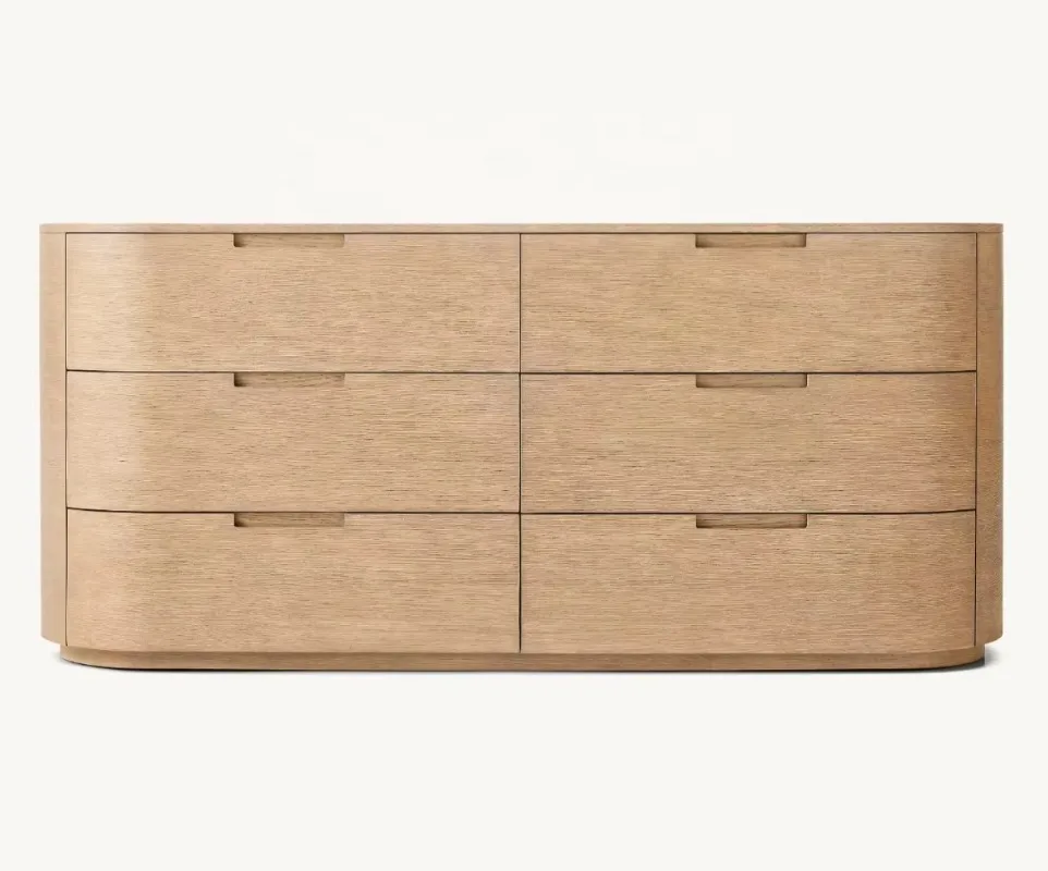 

* Light Luxury French Oak Solid Wood 6-Drawer Storage Bedside Dresser with Customized Color & Size Bedroom Furniture