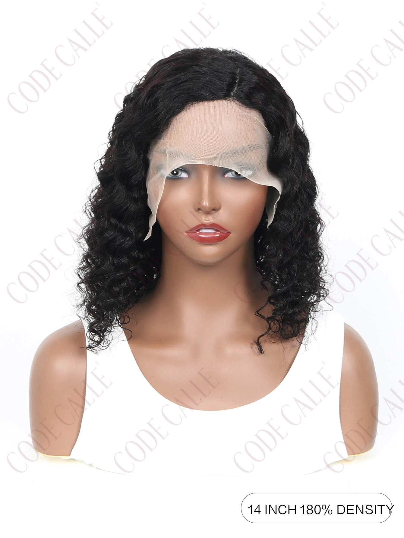 180 Density Deep Wave Curly Short Bob Wig Side Part Transparent Brazilian Lace Frontal Wig Closure,Pre-Plucked,For African Women