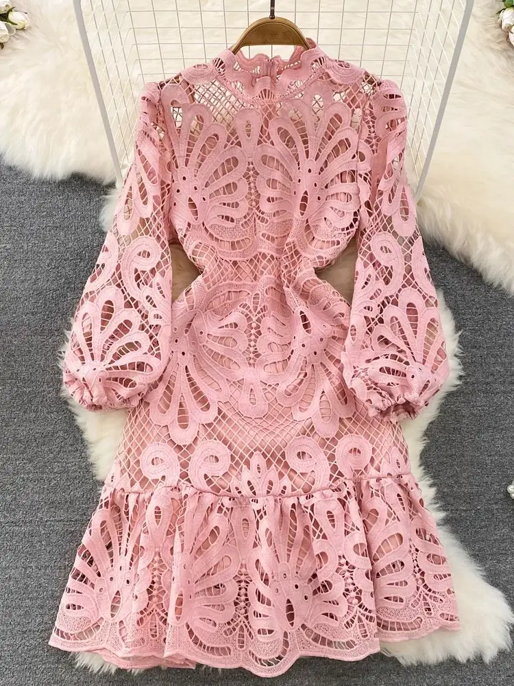 

Vintage Hollow out Lace Floral Embroidery Dr Women's Cleanfit H Version Mid-aged Tee-quarter Sve Linen Ciwalk