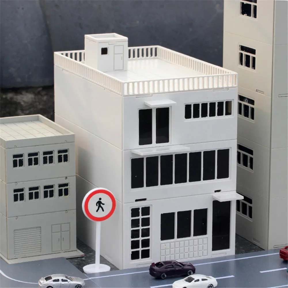 Creativo DIY Ho N escala simulación construcción cabaña montaje modelo Kit 2 unids/lote con tienda en miniatura conjunto de decoración de ciudad