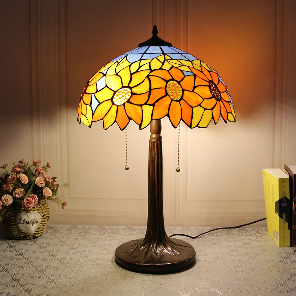 16inch Modern Handmade Tiffany Table Lamp Home Decor Bedroom Bedside Living Room Cafe Villa Classical Romantic Art Desk Light