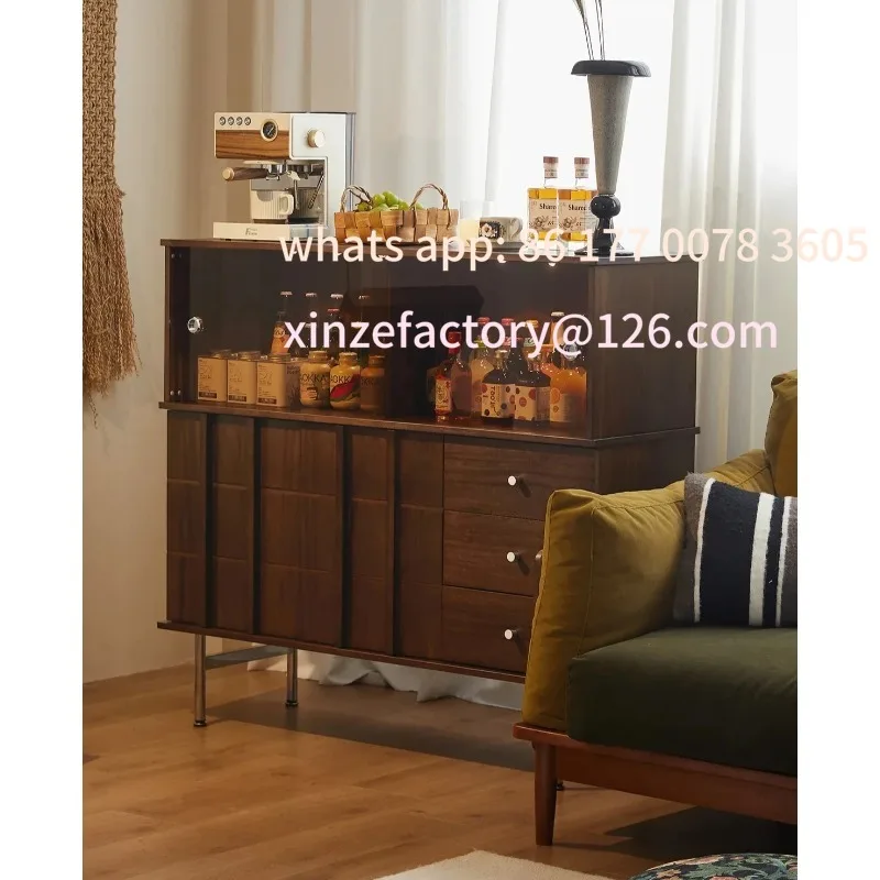 

Customizable livin room display cabinet medieval, chest cabinetG Retro solid wood, storae side cabinet lass