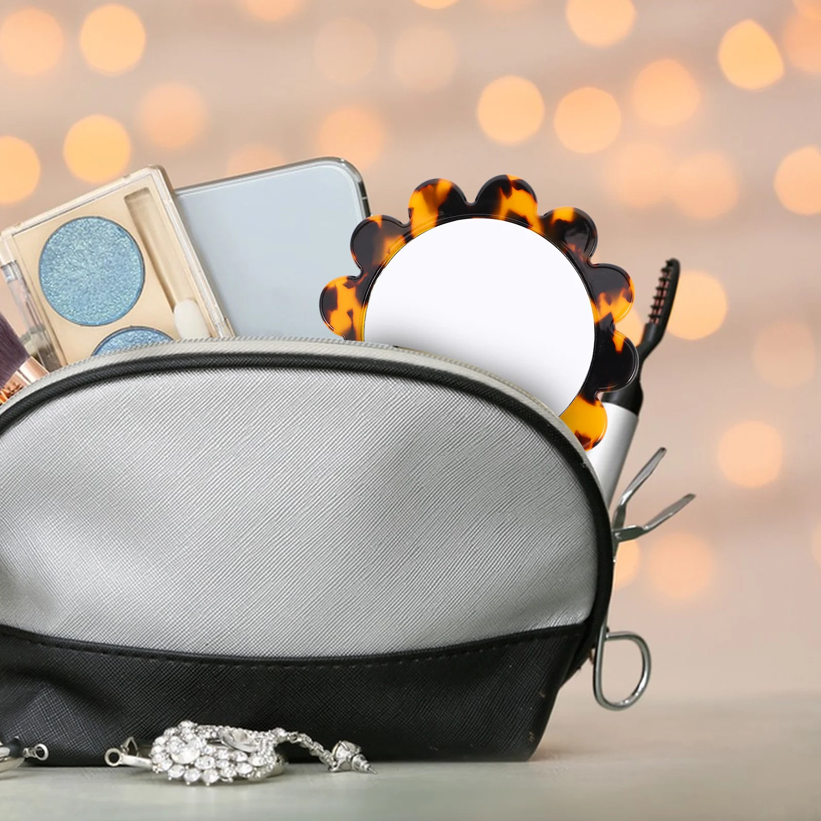 

Round Small Vintage Sunflower Mirror Portable Acetate Mini Compact Handheld Makeup Travel Mirror for Girls Vintage Hand Mirrors