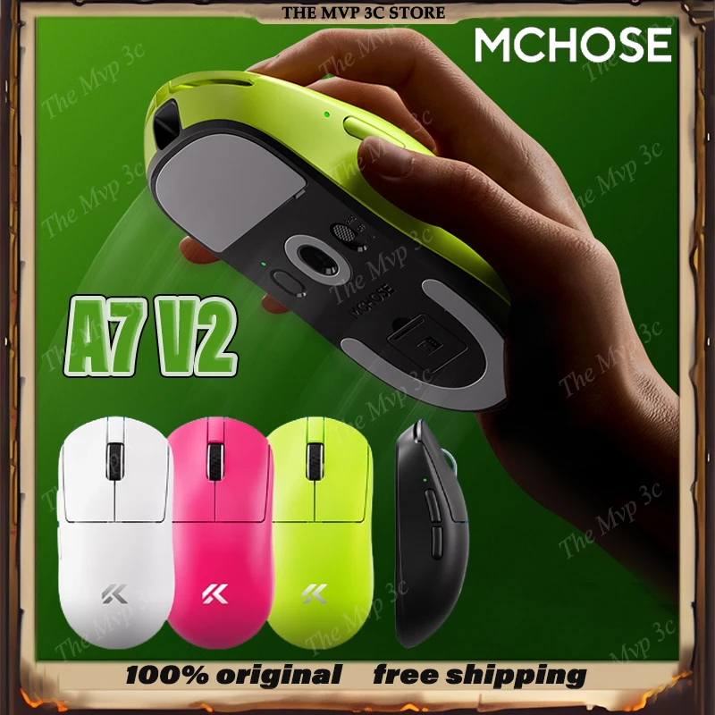 

Продажа MCHOSE A7 V2 Трехрежимная беспроводная игровая мышь 8K Легкая PAW3950TI 42000 точек на дюйм Realtek Solution 500 мАч Двойной 8K Подарочный ПК