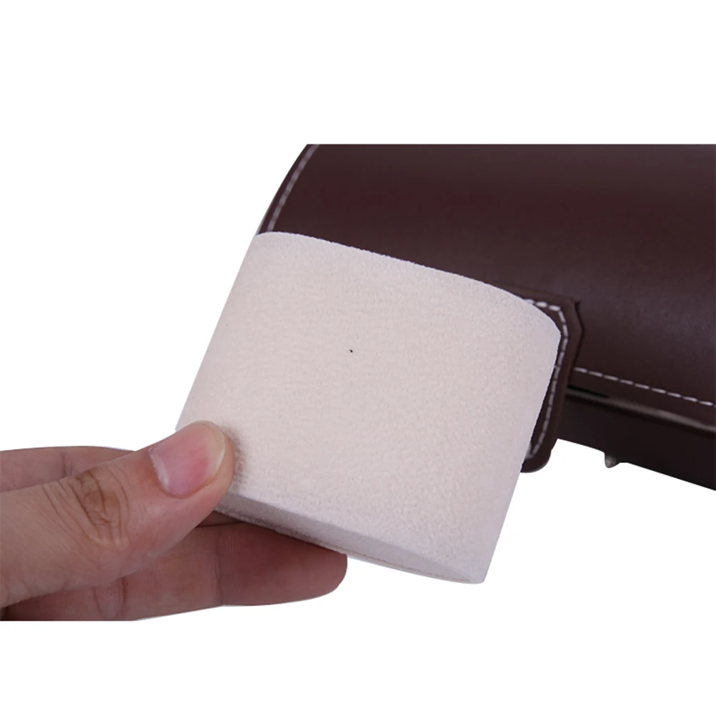 

3 -Compartment Watch Box Accessory Storage Display PU Case Round Wooden Dustproof