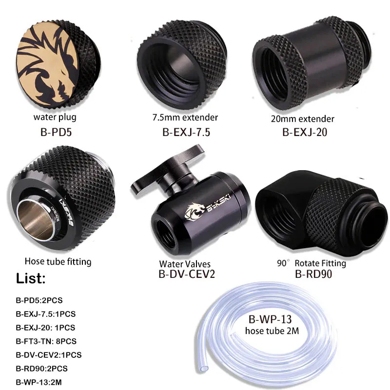 

Bykski Hose Soft Tube Pipe Fitting KIt Set For PC Water Cooling OD13/OD16MM