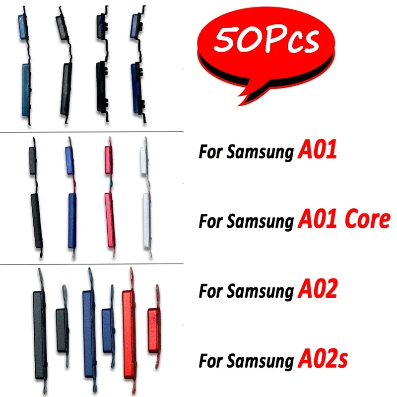

50Pcs， For Samsung A01 Core / A02 / A02S / A01 Side Keys Power + Volume Buttons Key Replacement Repair Parts