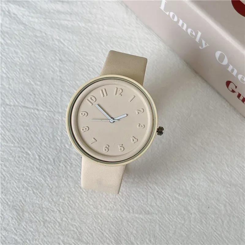 New Women Quartz Watch Macaron Color Temperament Simple Retro Student Digital Watches Clock Hight Quality Wristwatch