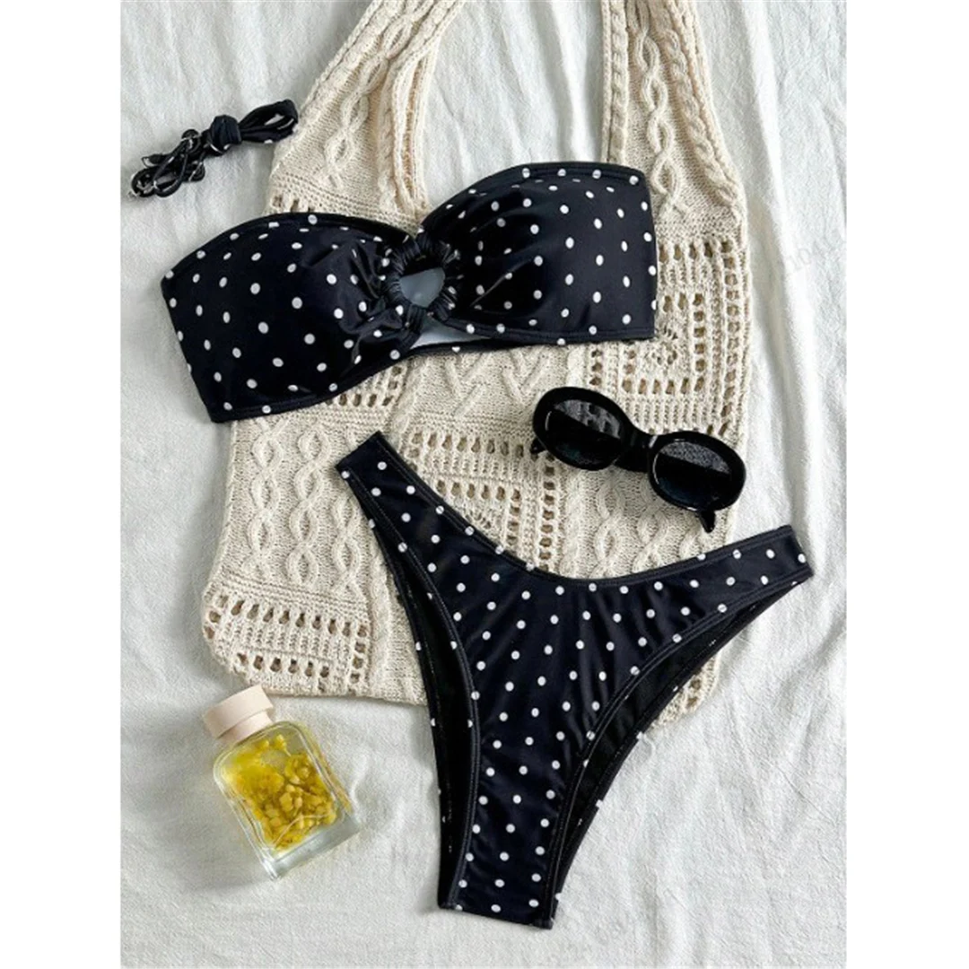 XS - L Polka Dot Bandeau Brasilianischer Bikini Damen Badeanzug Zweiteiliger Bikini Badeanzug Badebekleidung V7711 – Detail 7