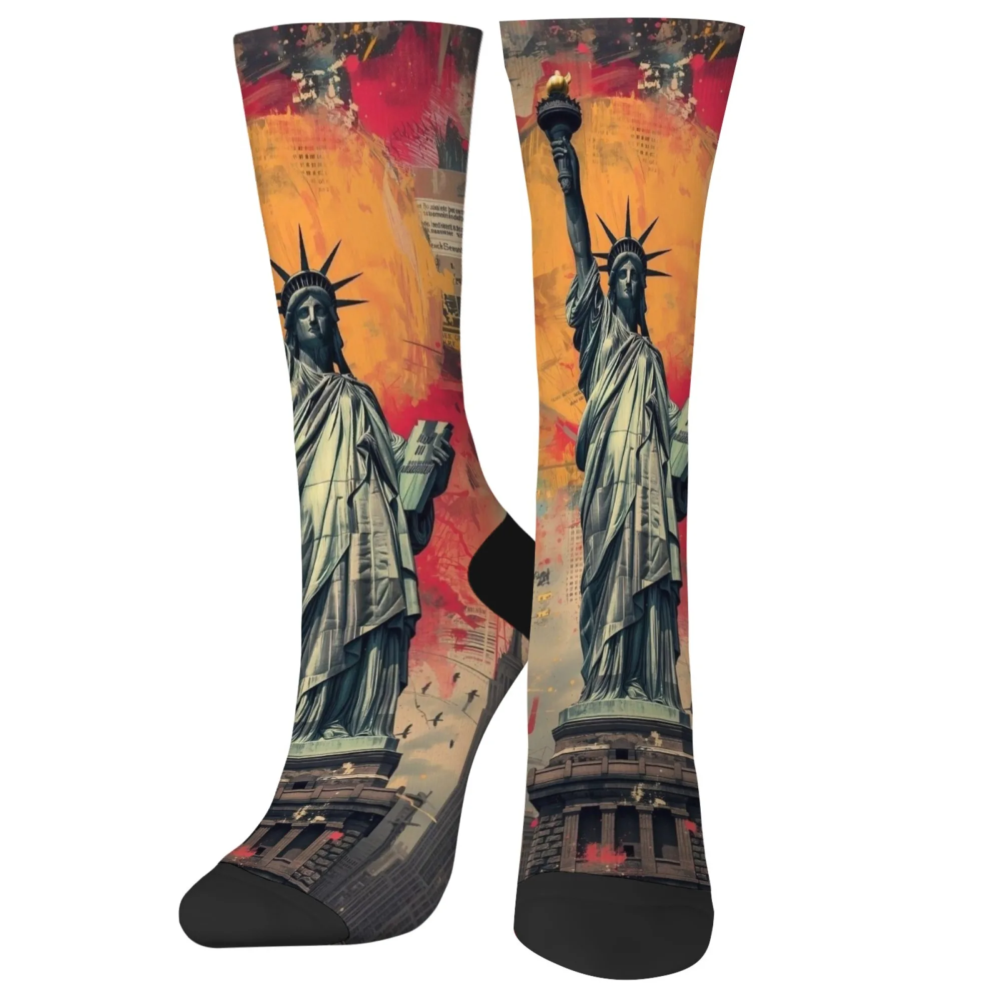 

The Statue of Liberty, USA men's socks Unisex retro style crazy party street hip-hop trend socks comfortable non-slip breathable