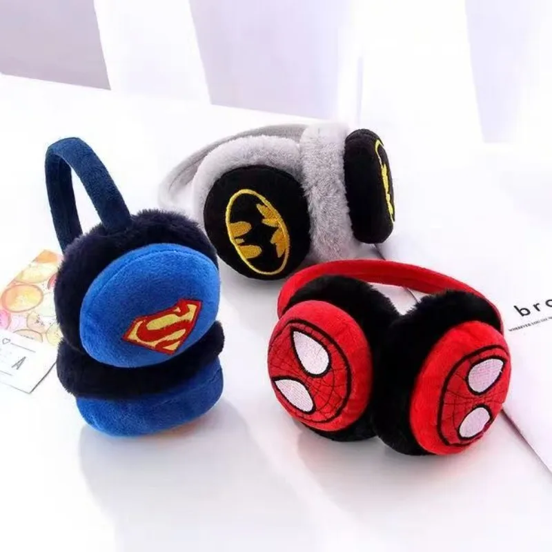 Cute Marvel SpiderMan Plush Earmuffs Cartoon Kawaii Children's Winter Windproof and Cold-proof Ear Protection Boy's Holiday Gift