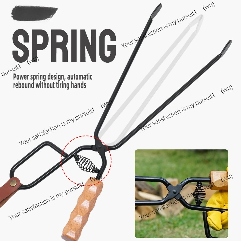 Firewood tongs, outdoor indoor stove tongs tool, extended anti-scalding charcoal clip