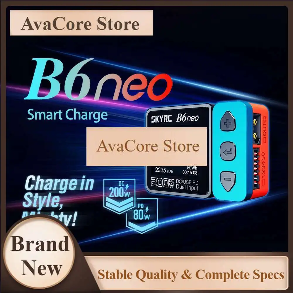 AvaCoreSKYRC B6neo Smart Balance Charger LiPo Battery Charger DC 200W PD 80W Input For RC Model Car Ship Boat Airplane