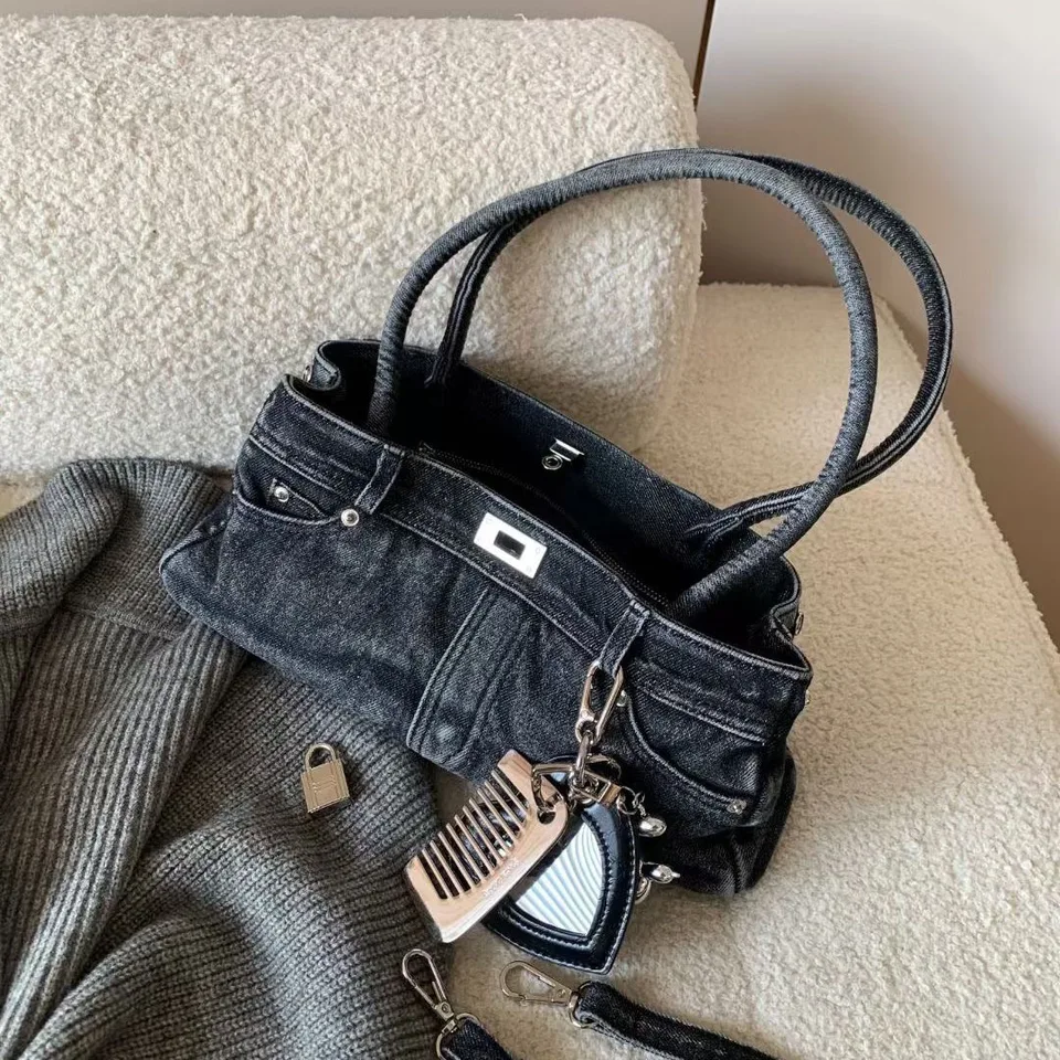 Jeans bag 2025 new niche design vintage old style washing denim