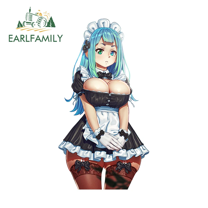 EARLFAMILY 13cm x 6.9cm Maid Hentai Car Sticker Vinyl Sunscreen Caravan Decal Waterproof Laptop Hot Occlusion Scratch Graphics