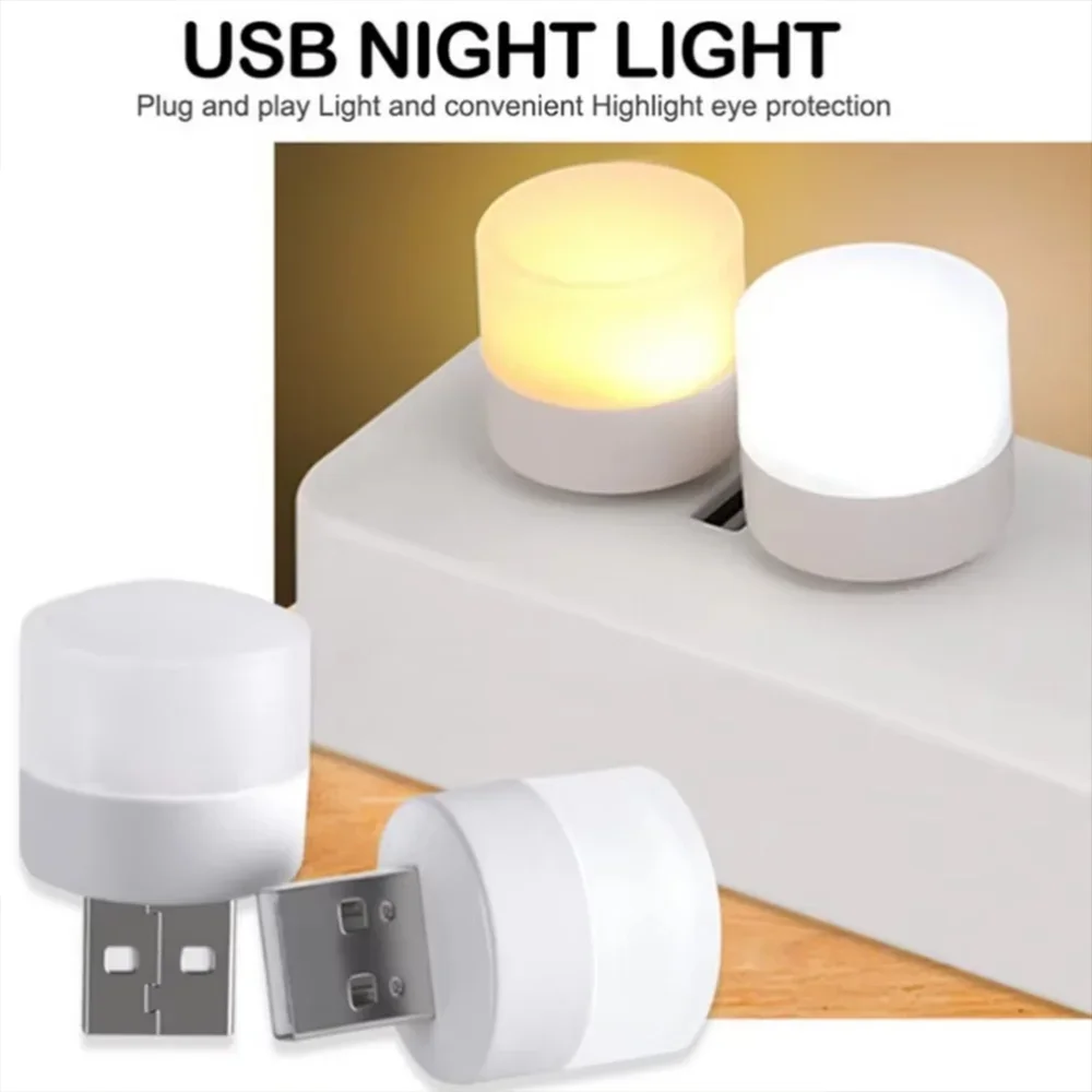 Mini USB Night Light,Portable LED Lamp,Plug-in Warm White Cool Light,Ambient Mood Lighting,Decorative for Bedroom,Christmas Gift