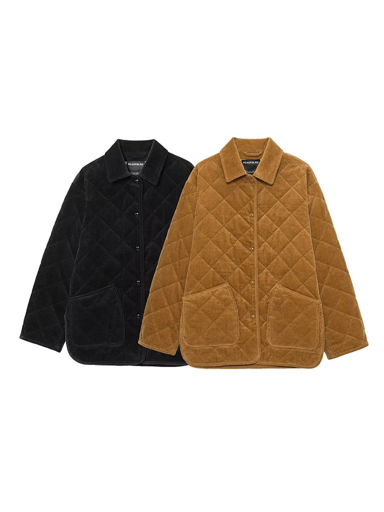 

European and American style autumn new fashion trend women's all-match cotton corduroy long-sleeved jacket outdoor coat