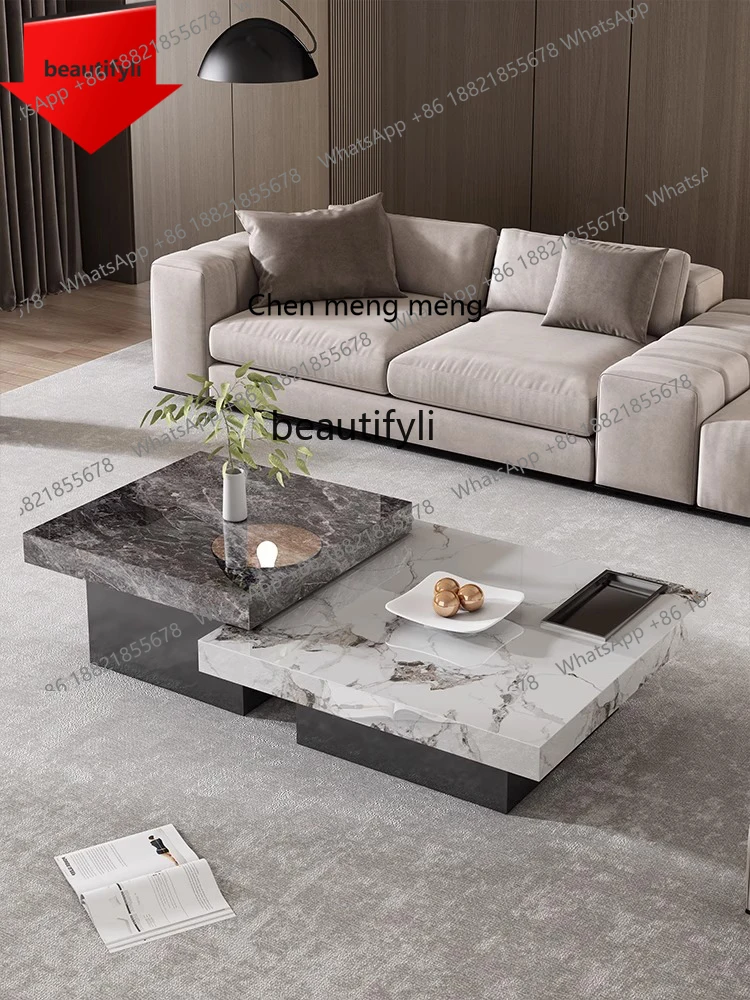 

K185 Italian Minimalist Stone Plate Light Luxury Modern Small Apartment Living Room Home Designer High-End Square Combination