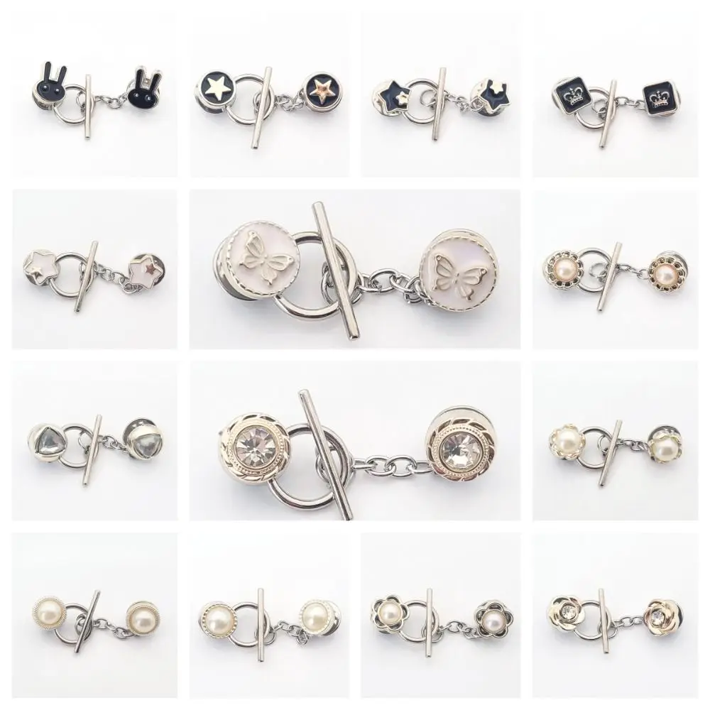 Crown Nail-Free Cardigan OT Buckle Triangle Detachable Flower Anti-light Brooch Crystal Button Clasps