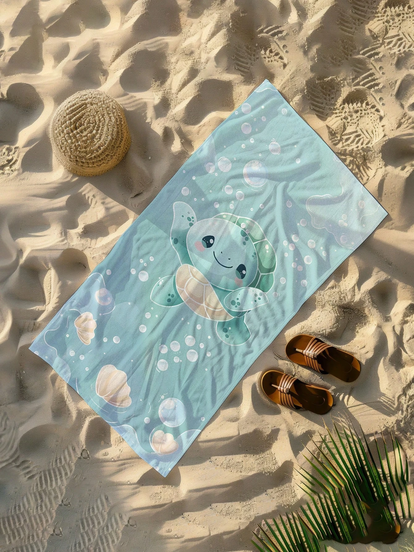 mint green turtle beach towel, ultra-fine fiber, absorbent,quick drying beaches, swim pools, travel - children's adult towels