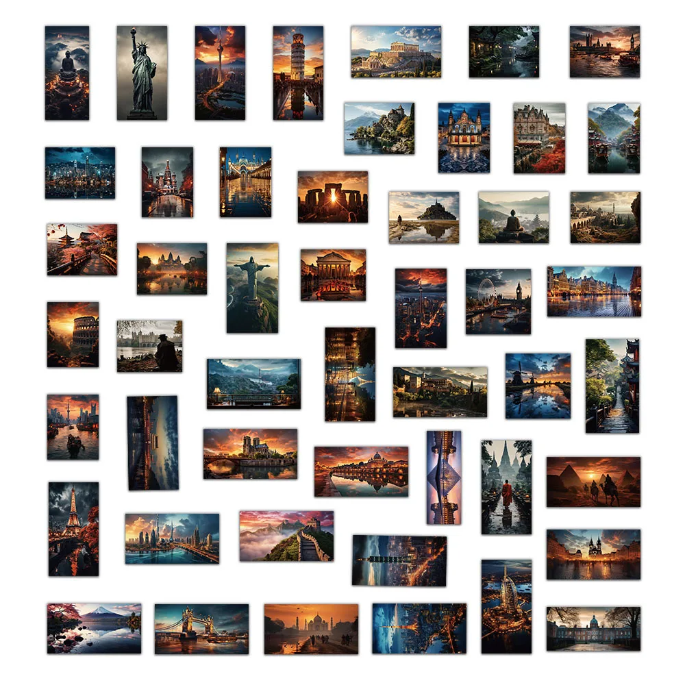 Bview Art 50 Sheets Waterproof Travel Stickers - Durable Vinyl Decals for Luggage Suitcases Water Bottles & Laptop Skins ﻿