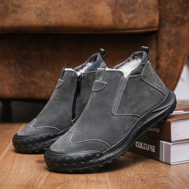 Winter Snow Boots Cotton Shoes Outdoor Work Warm Shoes Wear Resistant Anti-skid Men Shoes Versatile Sneakers