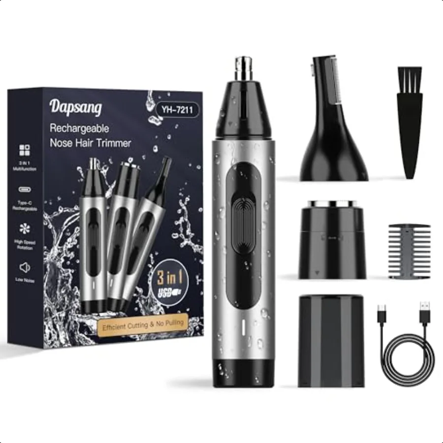 

Ear and Nose Hair Trimmer for Men USB Rechargeable Nose Clipper Profional Painl l Shaver Razor 3 in 1 Electric Eyebrow Facial H
