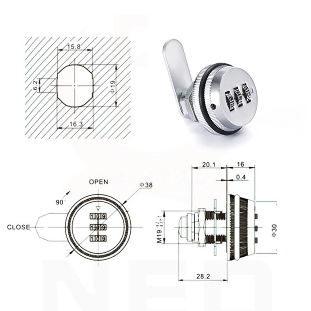 

Password Keyless Combination Code Lock for Cabinet Mailbox Tool Box Drawer Locker 1000 Combinations Security Hardware