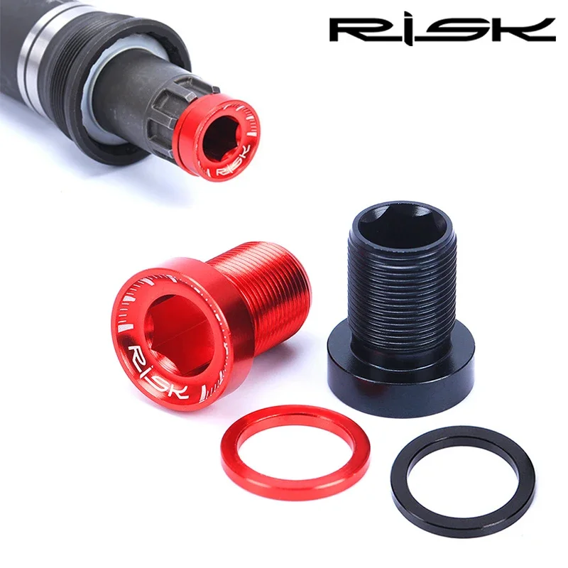 RISK 2PCS M15x19mm Aluminum CNC Splined Bottom Bracket Bolts with Washer for MTB Mountain Bike Road Bicycle Crank Screws M15*19