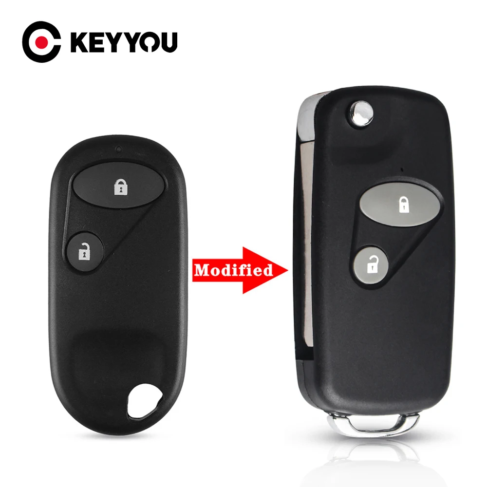 

KEYYOU For Honda Accord Civic HRV CRV S2000 Jazz 2/3 Buttons Replacement Modified Car Remote Folding Filp Key Shell Fob Case