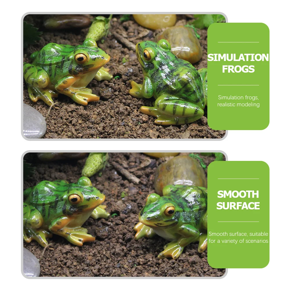 

2Pcs Durable Resin Frog Ornament Miniature Garden Decoration Flowerpot Bonsai Courtyard Landscaping Animal Statue Adornment