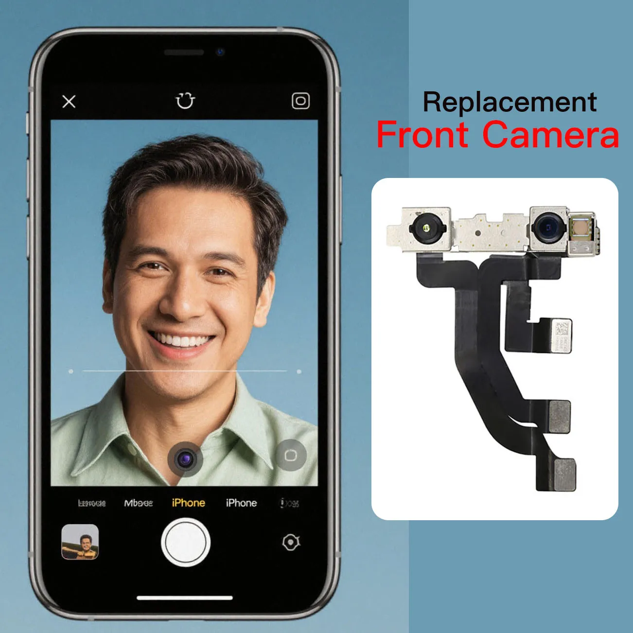 Front Camera Flex Cable For iPhone X XR XS Max Replacement With Screen Waterproof Tape NO Face ID