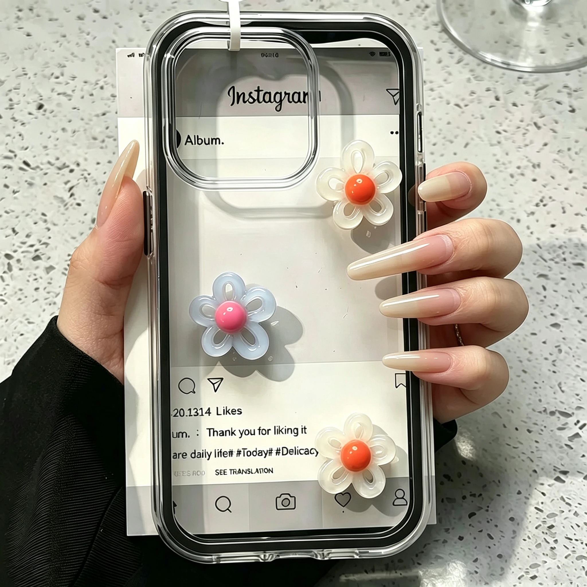 Makronen-Design mit 3D-DIY-Blumen-Handyhülle für iPhone 16 14 15 Plus 12 13 14 15 17 16 Pro Max 17 Air Pro Transparente Weiche INS-Hülle – Detail 5