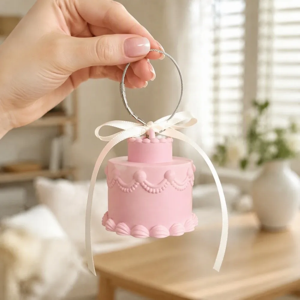 3D Printed Mini Photo Frame Keychain Cream Cake Shaped Hanging Photo Frame Charm Mini Portable Photo Pendant Anniversary