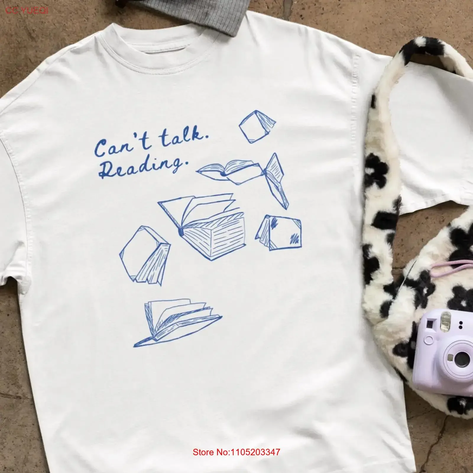 

Can't Talk Reading Book Lovers Reader T Shirt Literary librarian tee vintage Washed Breathable Slightly designer clothes Unisex