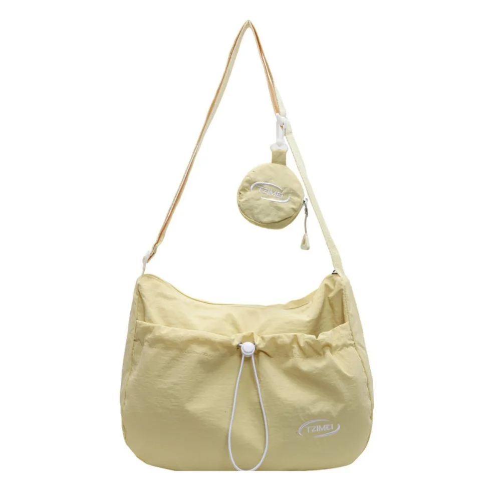 

Casual Nylon Canvas Tote Bag Large Capacity Drawstring Shoulder Bag with Coin Bag Solid Color Messenger Bag Women