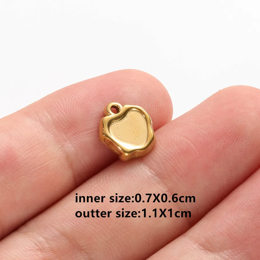 6 Stück Blanko-Cabochon-Anhänger, rund, rechteckig, quadratisch, Edelstahl-Charms für die Schmuckherstellung, handgefertigte Halsketten in großen Mengen – Detail 3