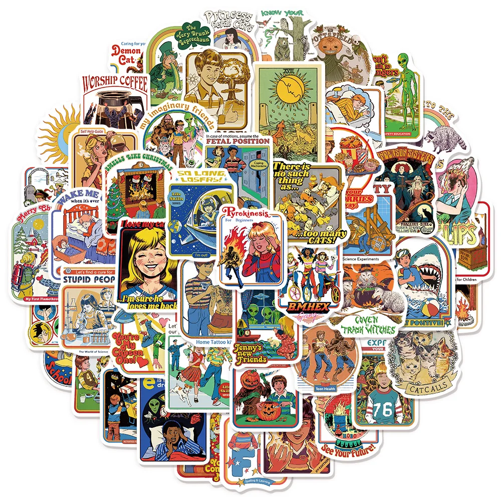 

50 шт., креативные юмористические ретро декоративные персонажи, креативные наклейки с граффити, сделай сам, наклейки для багажа, ноутбука, планшета