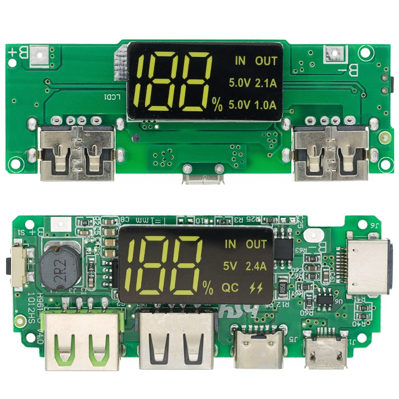 LED Dual USB 5 V 2,4 A Micro/Typ-C USB Mobile Power Bank 18650 Lademodul Lithium Batterie Ladegerät Schaltung Schutz Bord