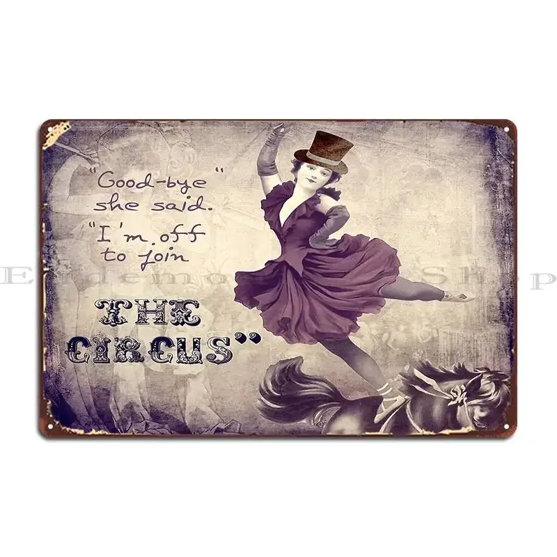 Off To Join The Circus Metal Plaque Cinema Club Pub Vintage Designs Tin Sign Poster