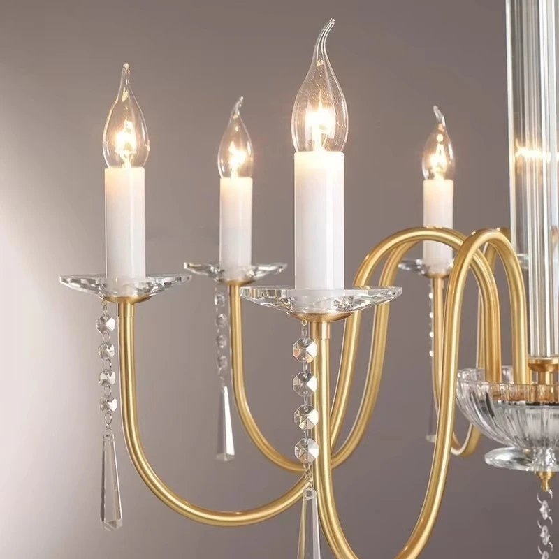 Bedroom Crystal French Princess Room Simple American Exquisite Living Room Light Luxury Lamp  Dining Room Candle Pendant Light