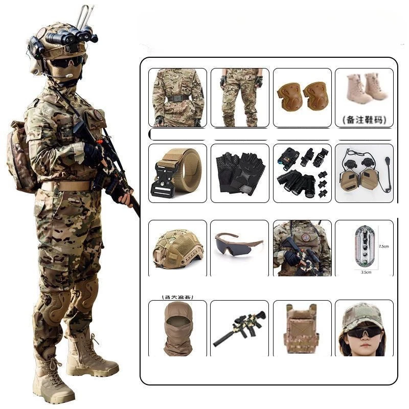 Children Tactical Military Uniform for Children's Day Camouflag Disguise Costume for Kid Girl Scout Boy Soldier Army Suit