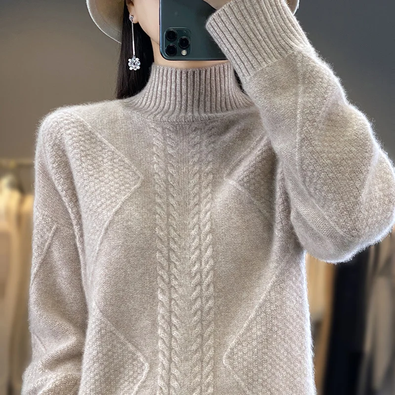 New Cashmere Sweater Women's Turtleneck Pullover Women's Casual Fashion Long Knitwear Women's Autumn And Winter Korean Version